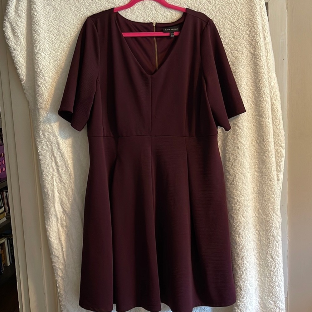 Burgundy Lane Bryant pleated dress.